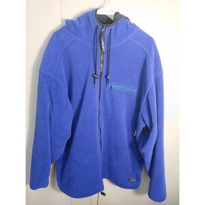 Vintage L.L. Bean Windbloc Polartec Fleece Hoodie Jacket Blue  Zip Up Size XL !!